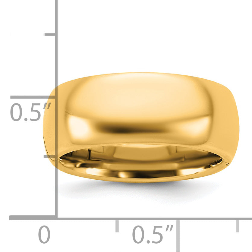 14K yellow gold 8mm comfort fit hinged wedding band - worn on hand