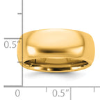 14K yellow gold 8mm comfort fit hinged wedding band - worn on hand