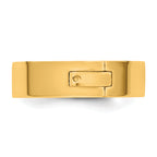 14K yellow gold 6mm flat edge hinged wedding band - top view showing profile