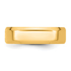 Close-up of 6mm 14K gold wedding band hinge detail
