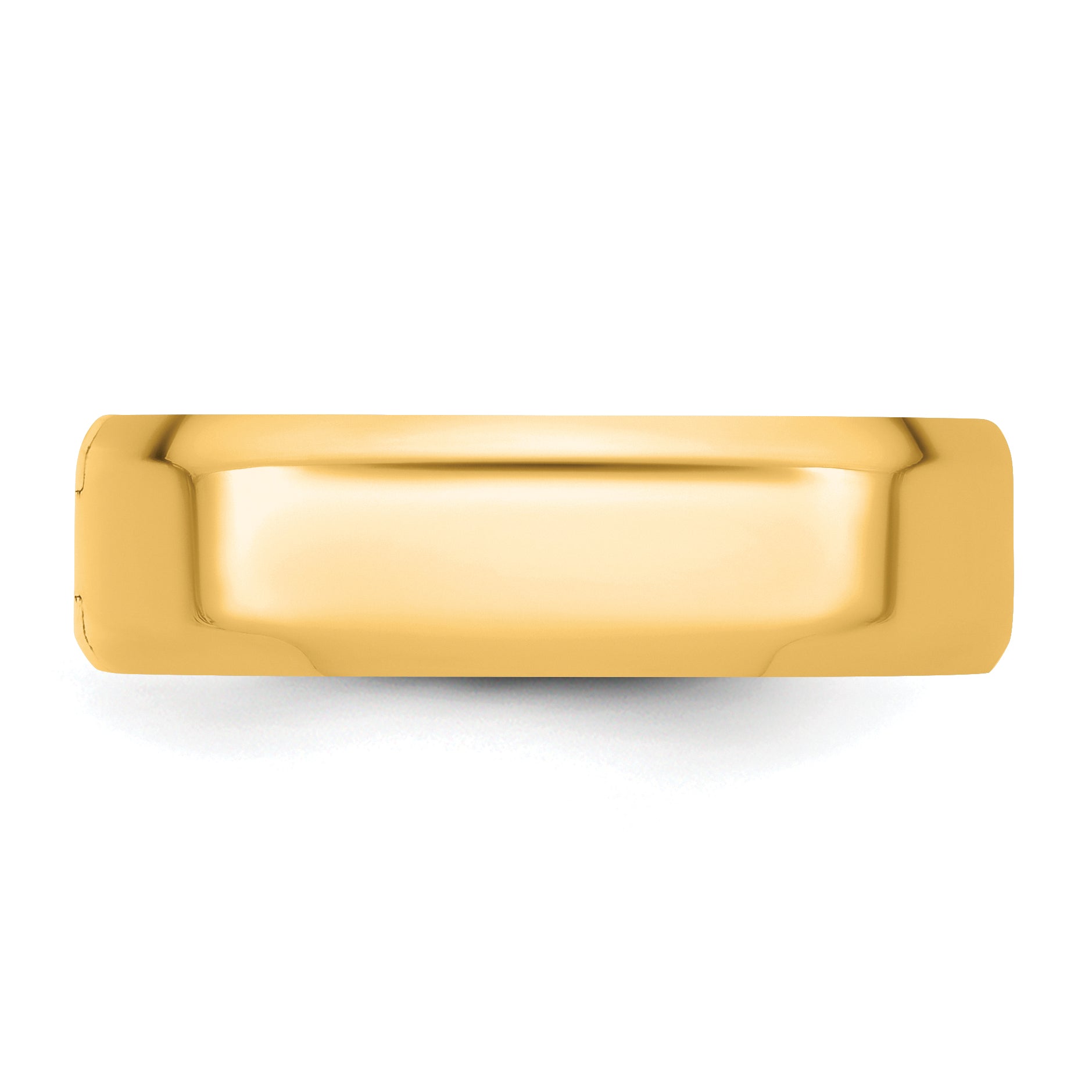 Close-up of 6mm 14K gold wedding band hinge detail