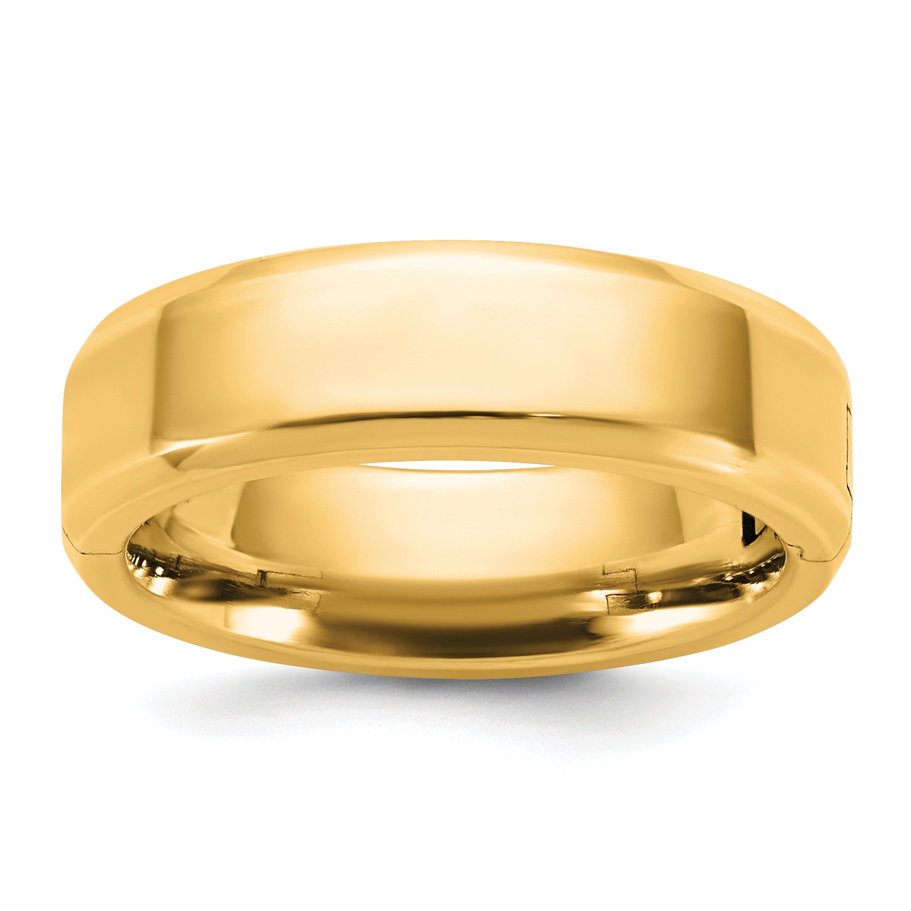 14K yellow gold 6mm beveled edge hinged wedding band Main image