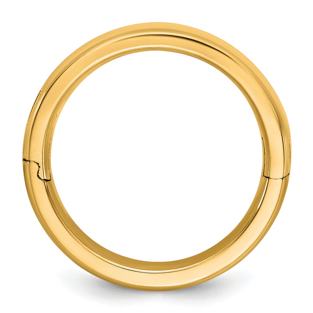 14K yellow gold 7mm beveled edge hinged wedding band - side view