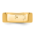 14K yellow gold 7mm beveled edge hinged wedding band - top view showing profile