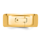 14K yellow gold 8mm beveled edge hinged wedding band - top view showing profile