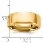 14K yellow gold 8mm beveled edge hinged wedding band - worn on hand