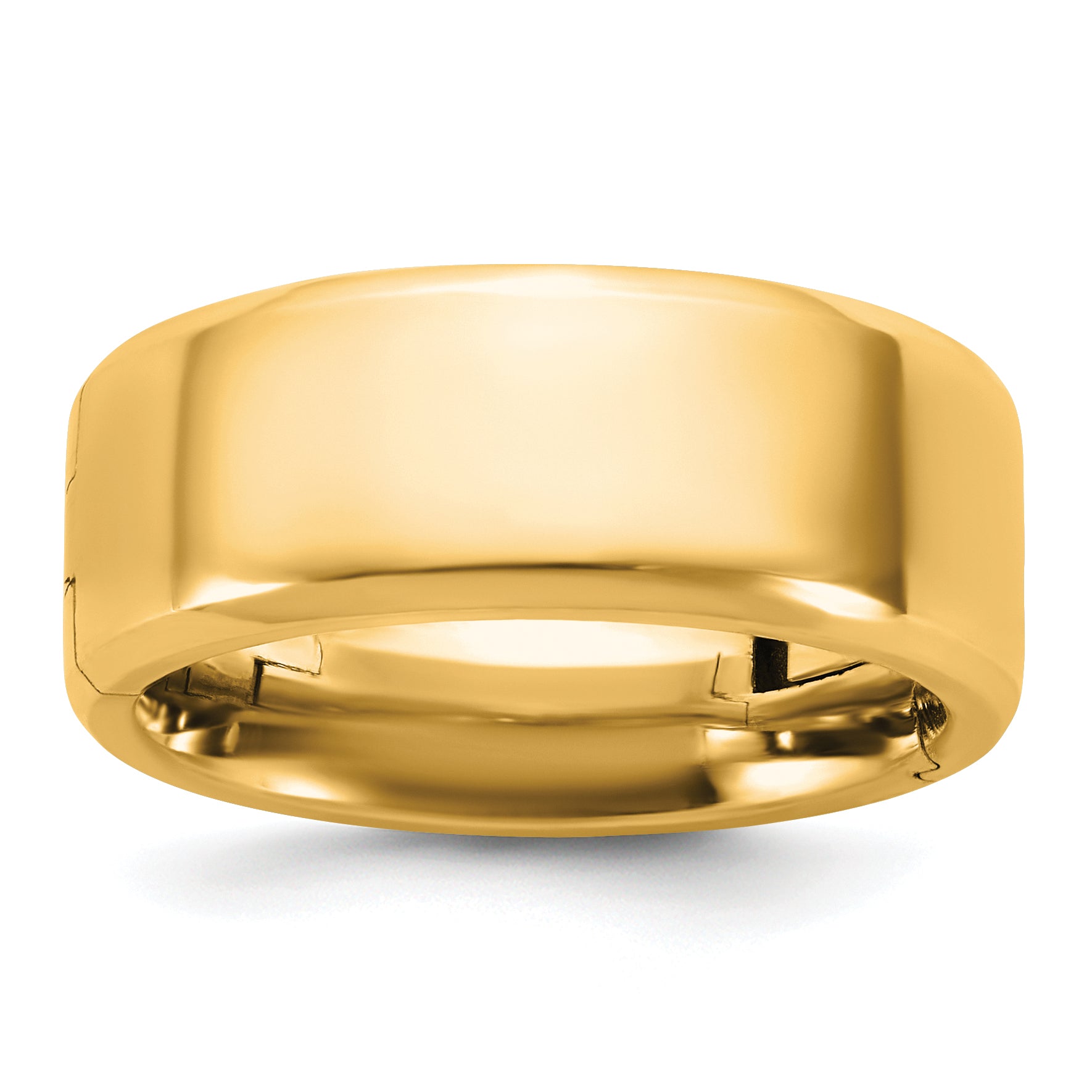 14K yellow gold 8mm beveled edge hinged wedding band