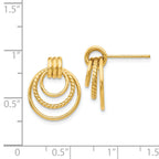 14K Yellow Gold Polished and Textured Drop Earrings, 17mm x 15mm