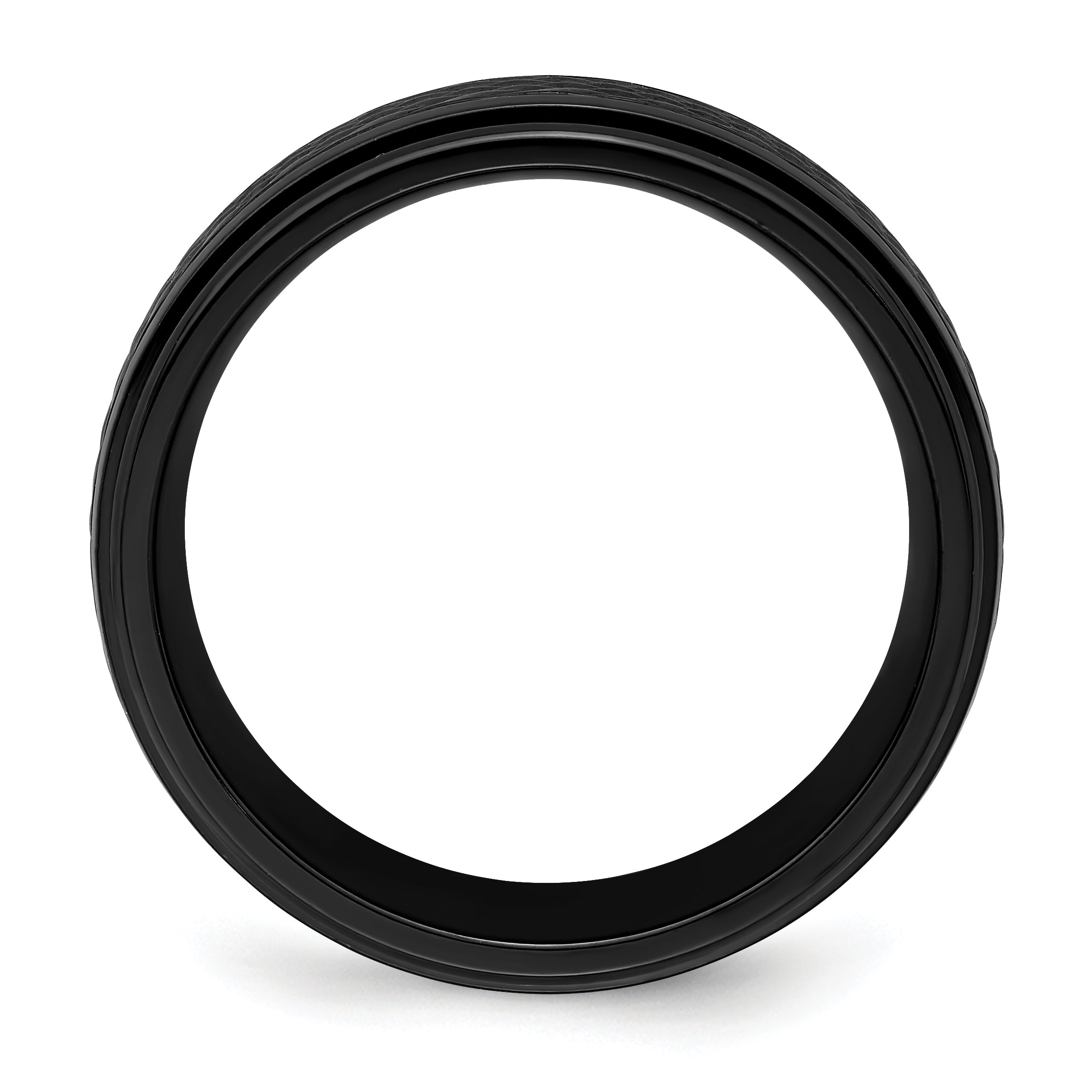 Black Zirconium Polished 8mm Ridged Edge Band