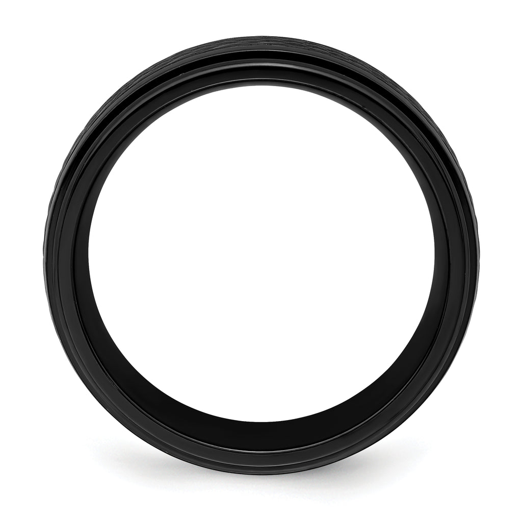 Black Zirconium Polished 8mm Ridged Edge Band