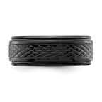 Black Zirconium Polished 8mm Ridged Edge Band