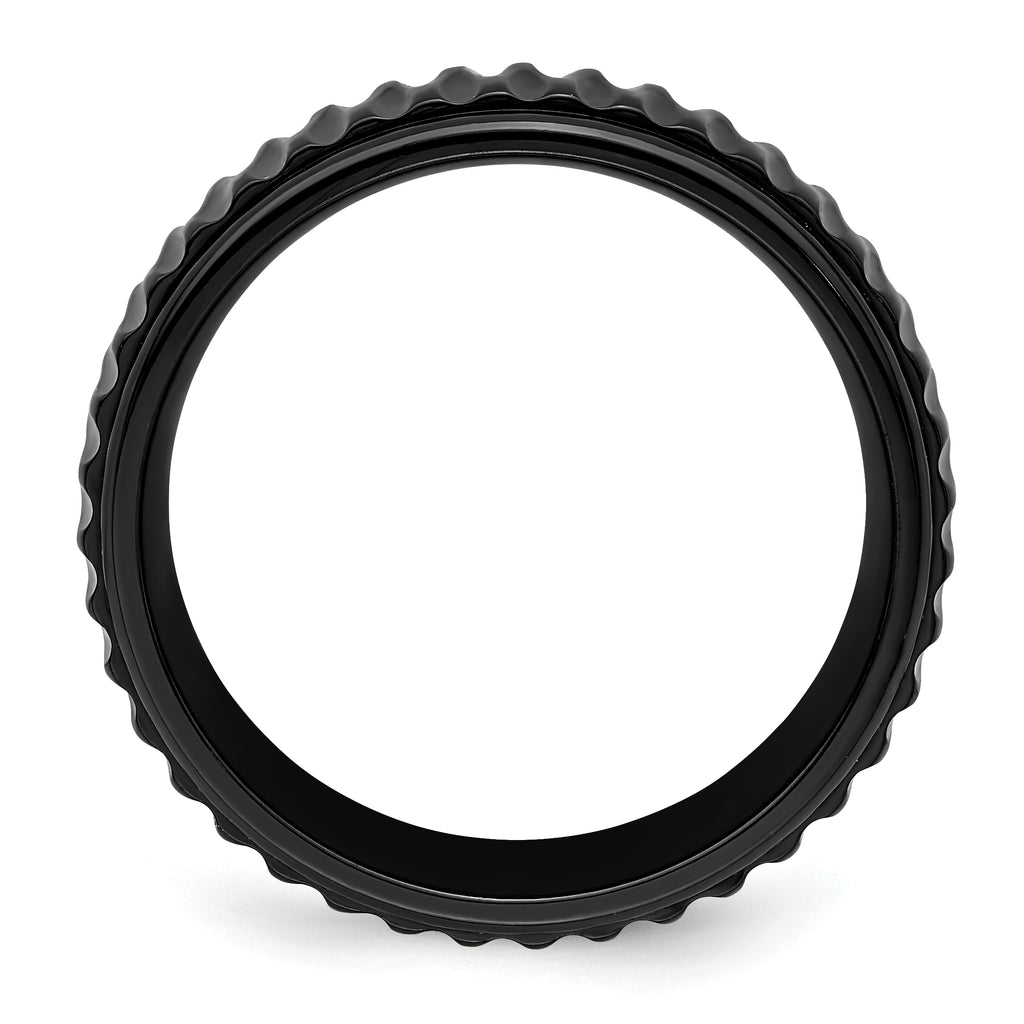 Black Zirconium Polished 8mm Grooved Band