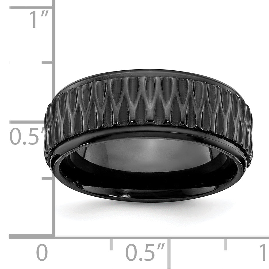 Black Zirconium Polished 8mm Grooved Band