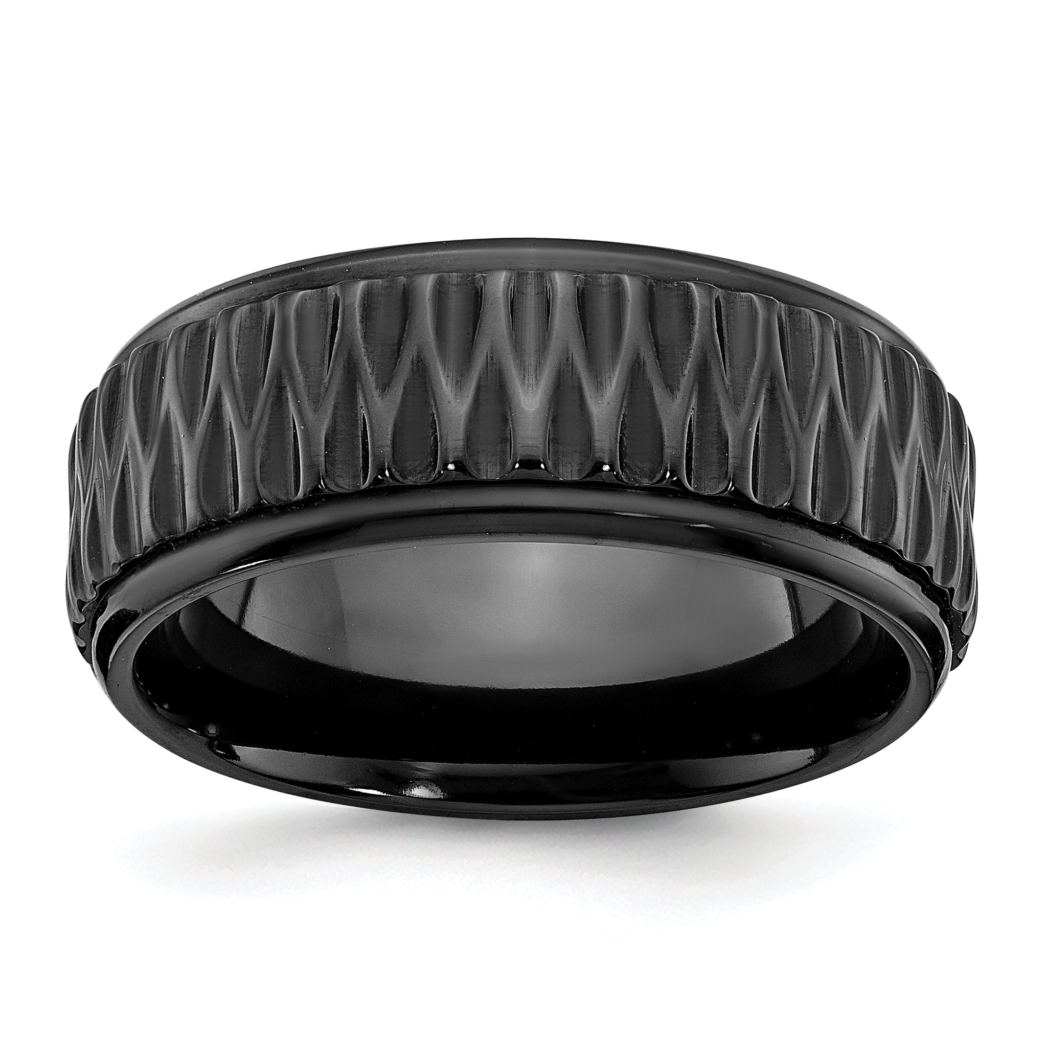 Black Zirconium Polished 8mm Grooved Band Main image