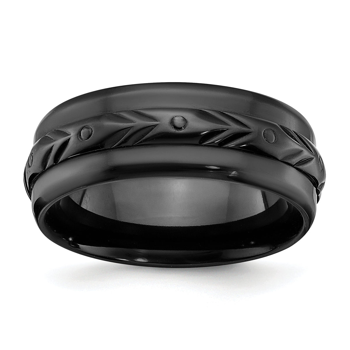 Half-Round Wedding Band in Black Zirconium, 8mm - Sophia Jewelers Main image