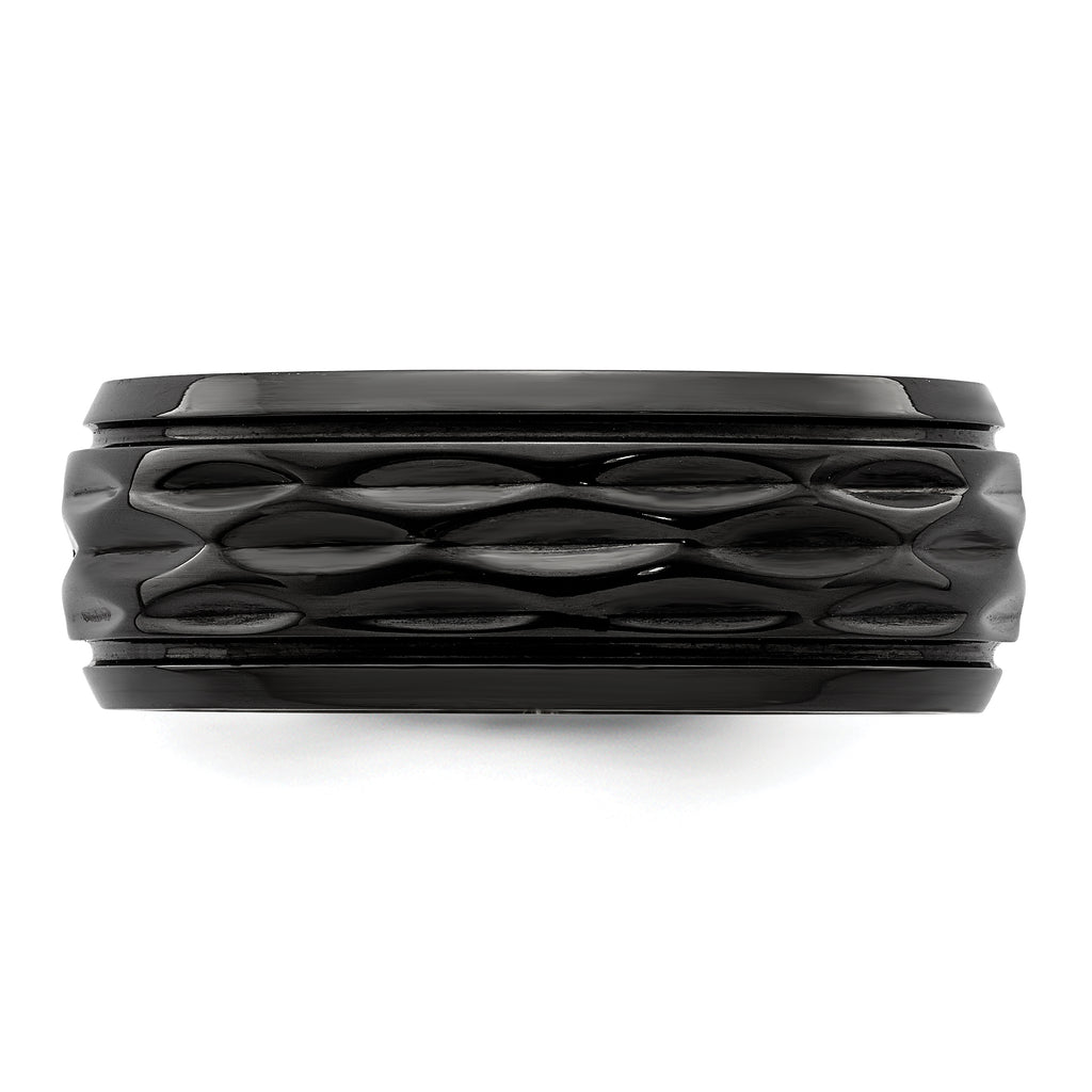 Black Zirconium Polished and Diamond-cut 8mm Band