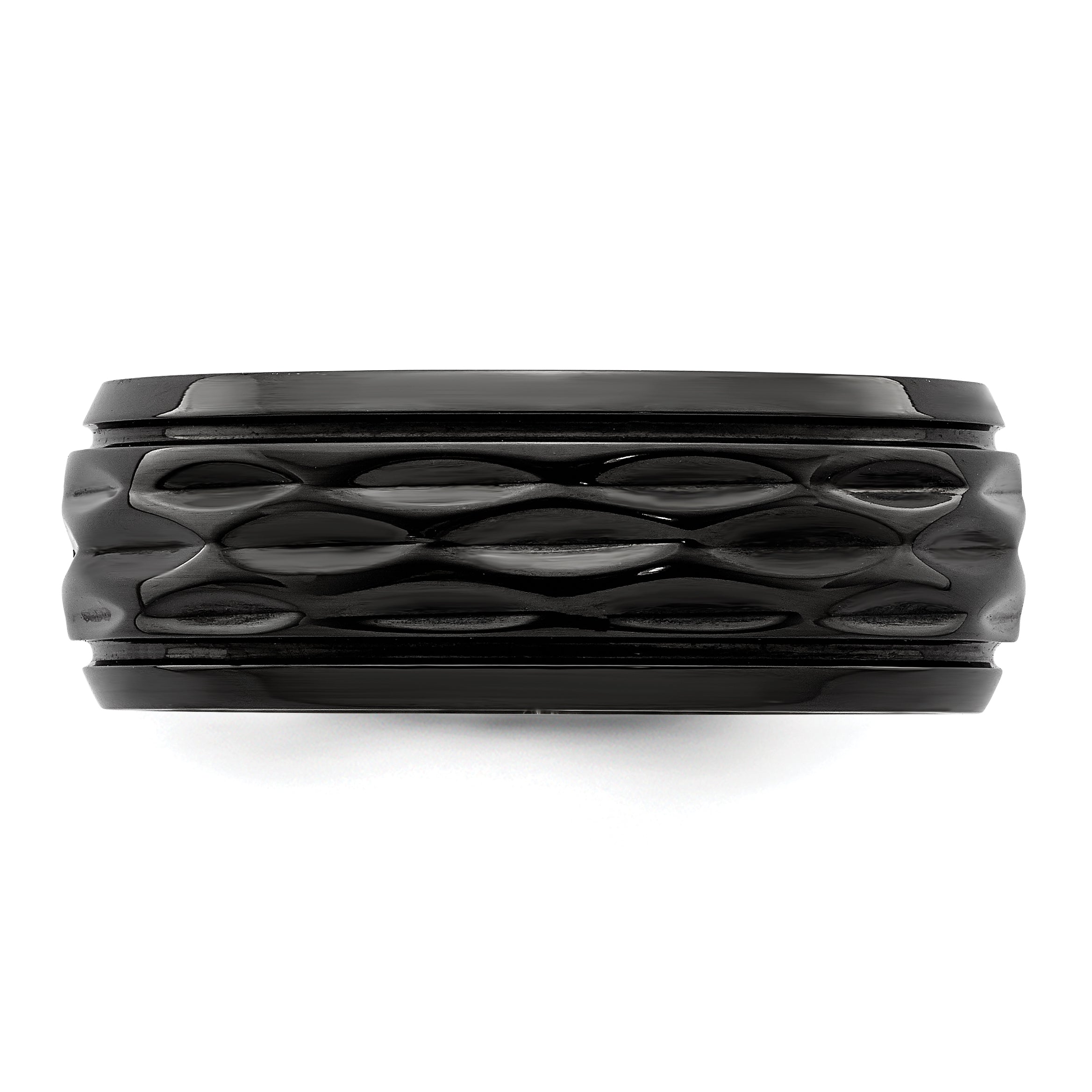 Black Zirconium Polished and Diamond-cut 8mm Band