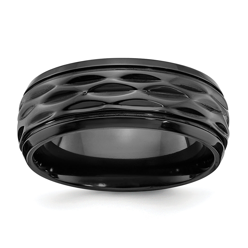 Black Zirconium Polished and Diamond-cut 8mm Band