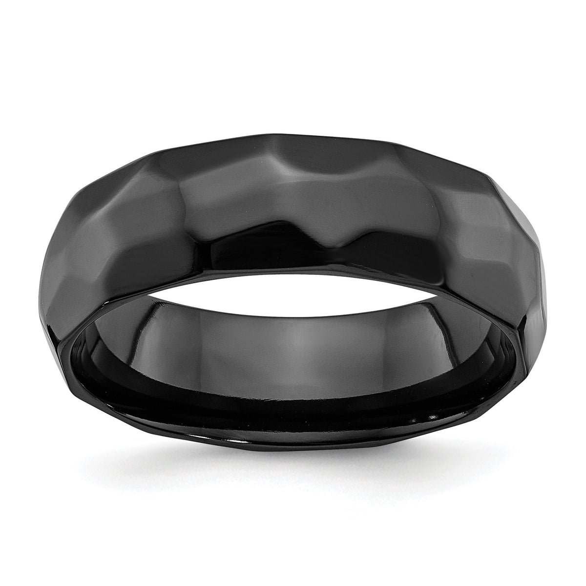 Hammered Wedding Band in Black Zirconium, 7mm - Sophia Jewelers Main image