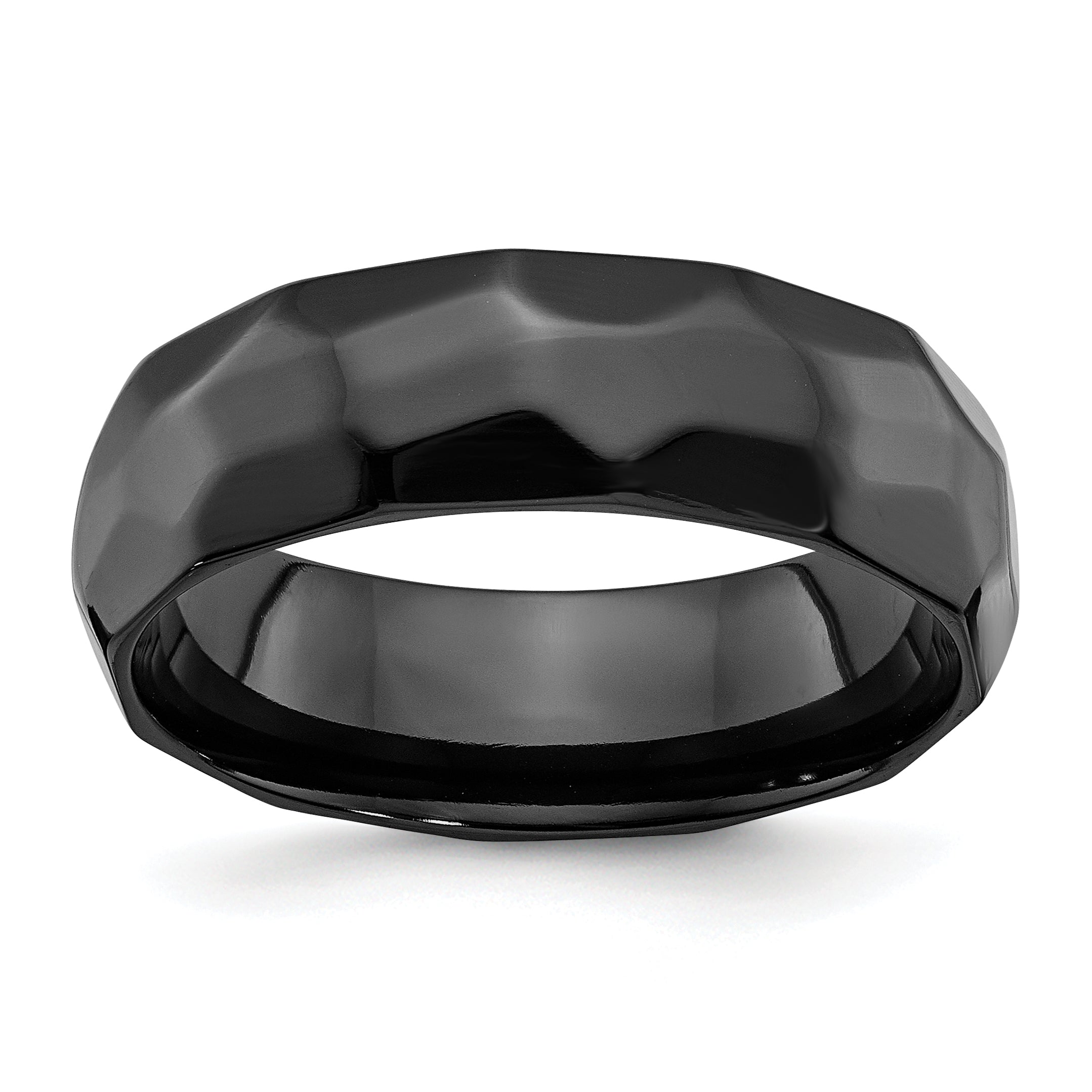Black Zirconium Polished and Hammered 7mm Band Main image