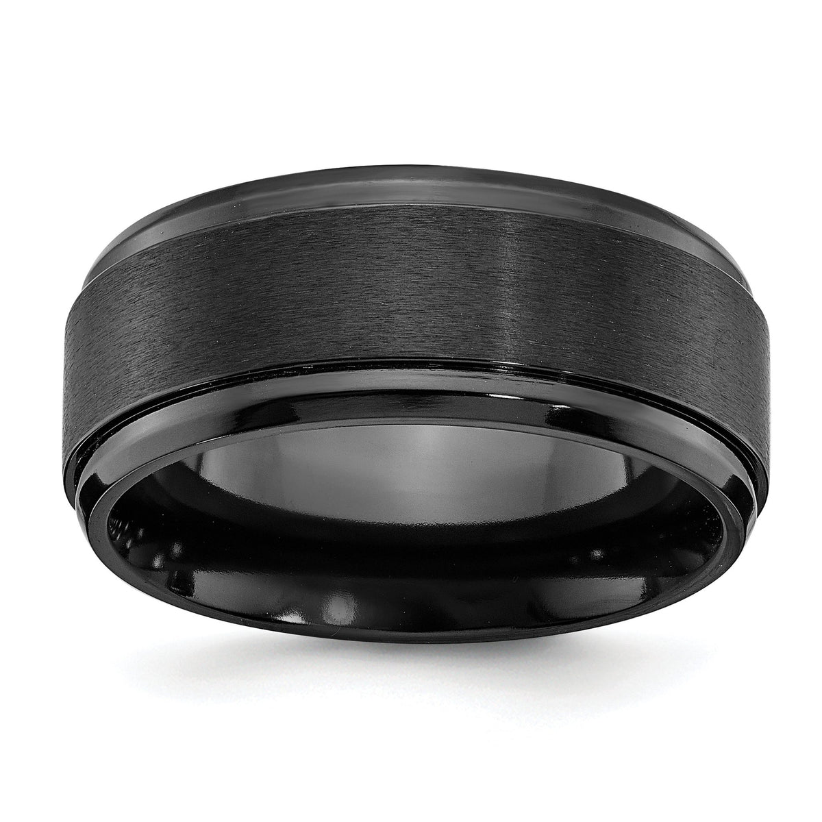 Beveled-Edge Flat Wedding Band in Black Zirconium, 9mm Brushed - Sophia Jewelers Main image
