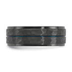 Black Zirconium Brushed Polished and Hammered with Blue IP-plated 8mm Band