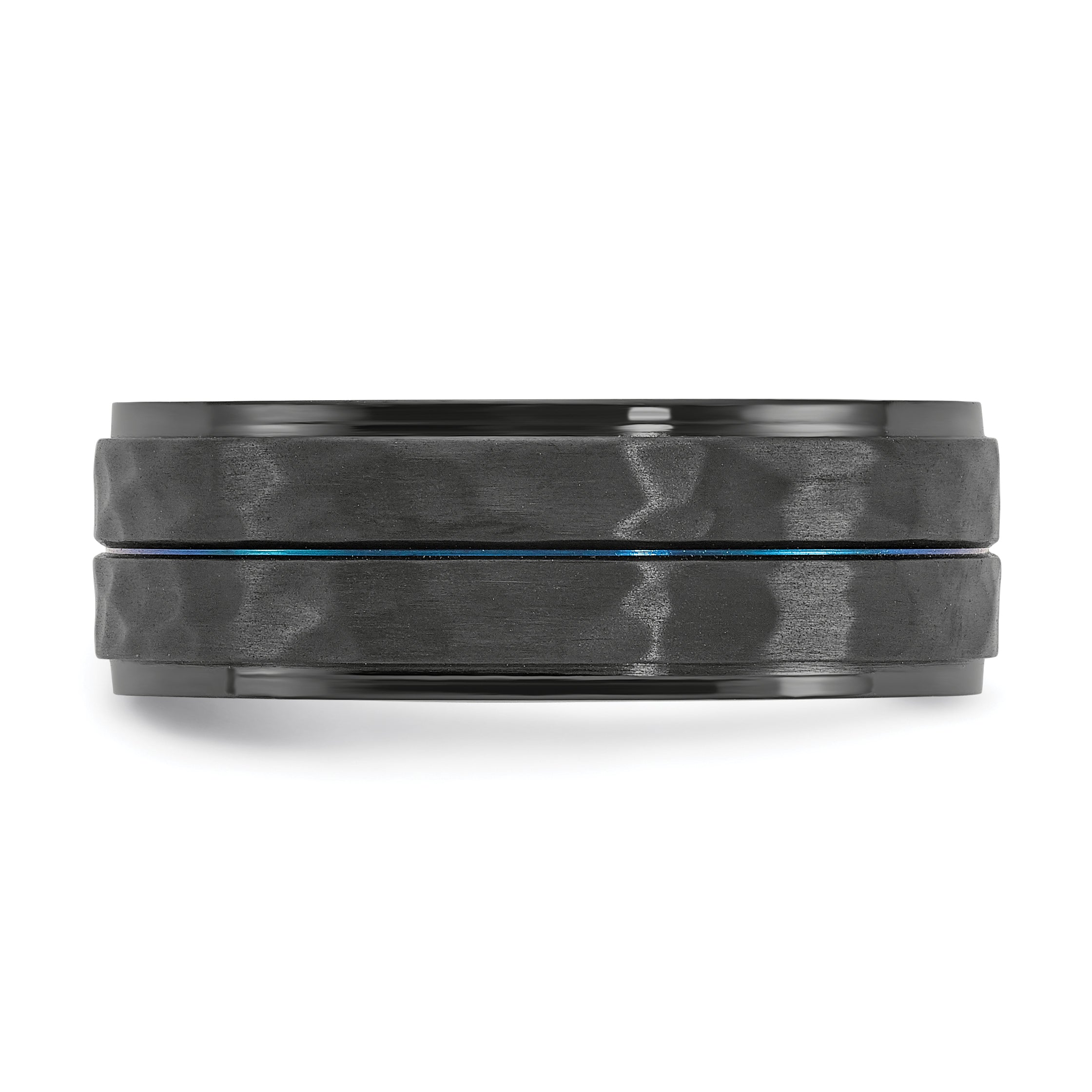 Black Zirconium Brushed Polished and Hammered with Blue IP-plated 8mm Band