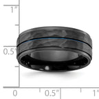 Black Zirconium Brushed Polished and Hammered with Blue IP-plated 8mm Band