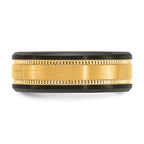 Black Zirconium Brushed and Polished with Yellow IP-plated Center 8mm Band