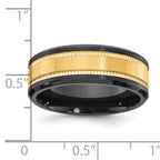 Black Zirconium Brushed and Polished with Yellow IP-plated Center 8mm Band