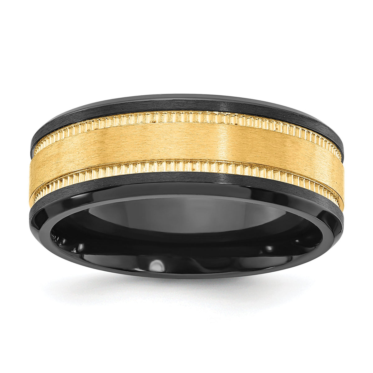 Two-Tone Wedding Band in Black Zirconium & Gold-Tone, 8mm - Sophia Jewelers Main image