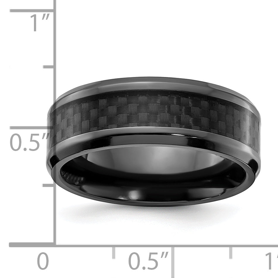Black Zirconium Polished with Black Carbon Fiber Inlay 8mm Band