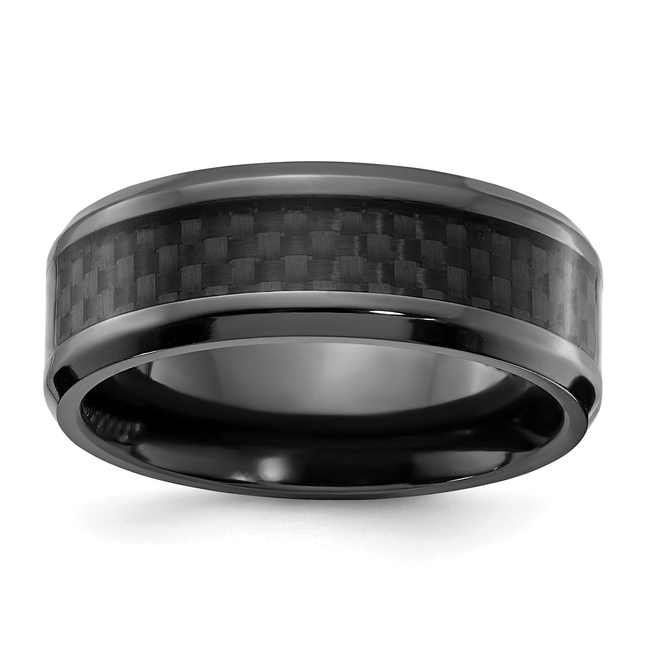 Black Zirconium Polished with Black Carbon Fiber Inlay 8mm Band Main image