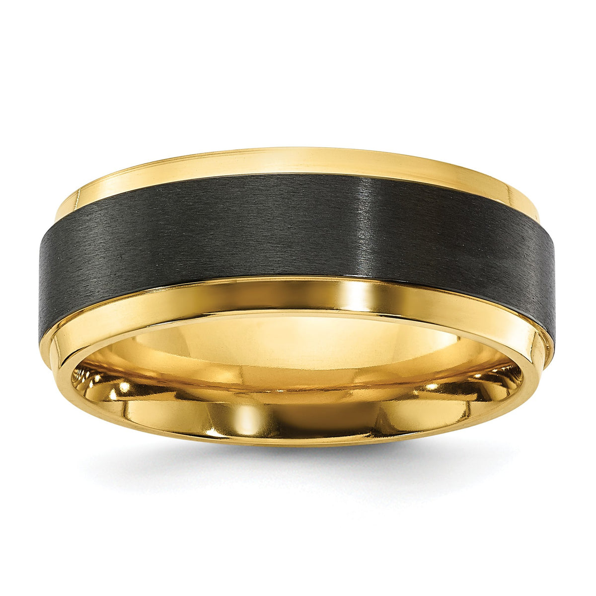 Center Wedding Band in Zirconium, 8mm Brushed & Polished - Sophia Jewelers Main image