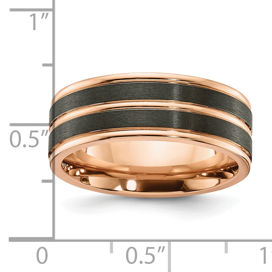 Black Zirconium Brushed and Polished Rose IP-plated 8mm Band