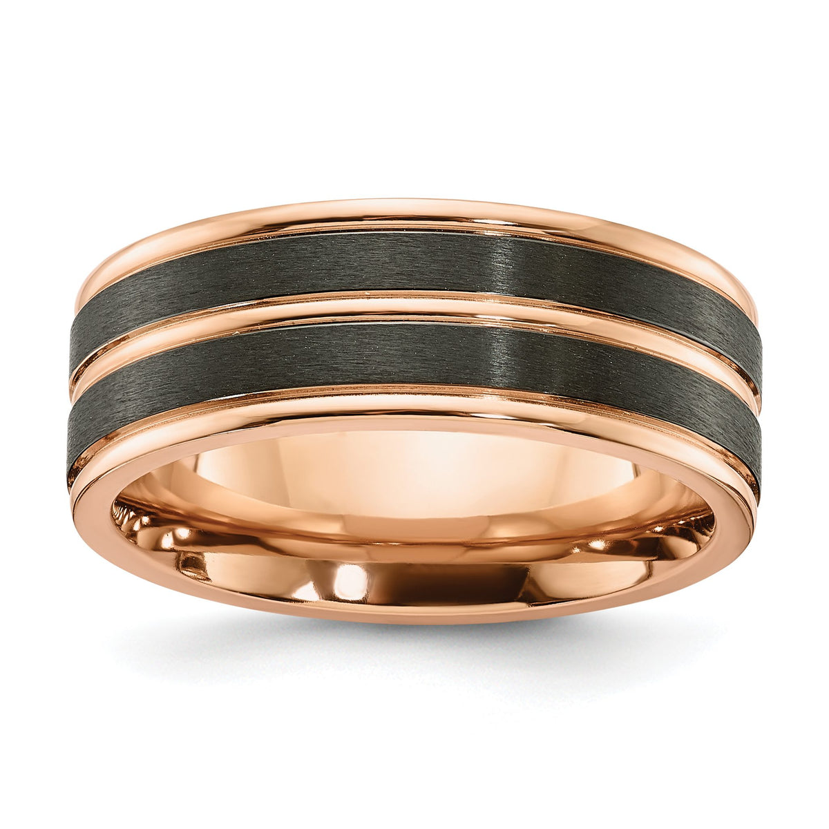 Flat Wedding Band in Black Zirconium, 8mm Brushed & Polished - Sophia Jewelers Main image
