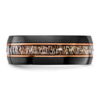 Black Zirconium Polished Rose IP-plated with Antler Inlay 8mm Band
