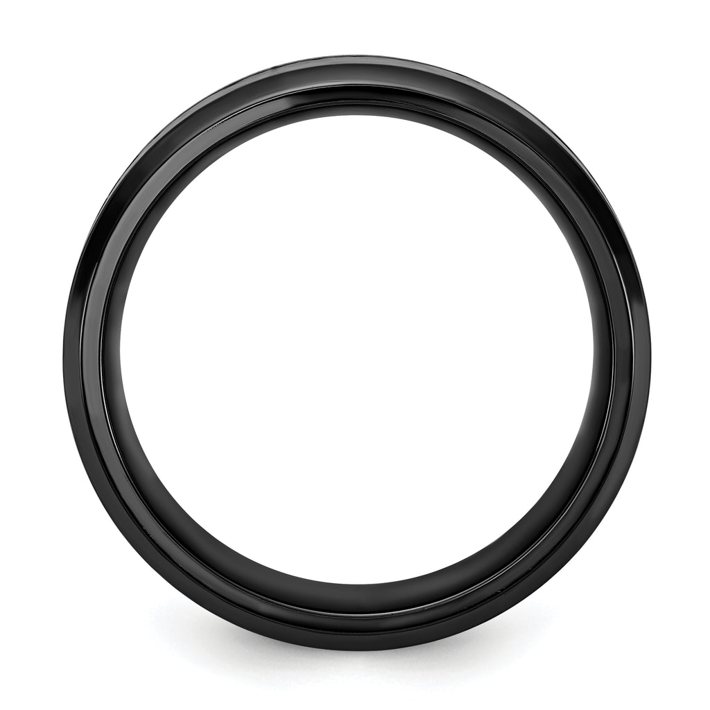 Black Zirconium Polished with Imitation Opal Inlay 8mm Band