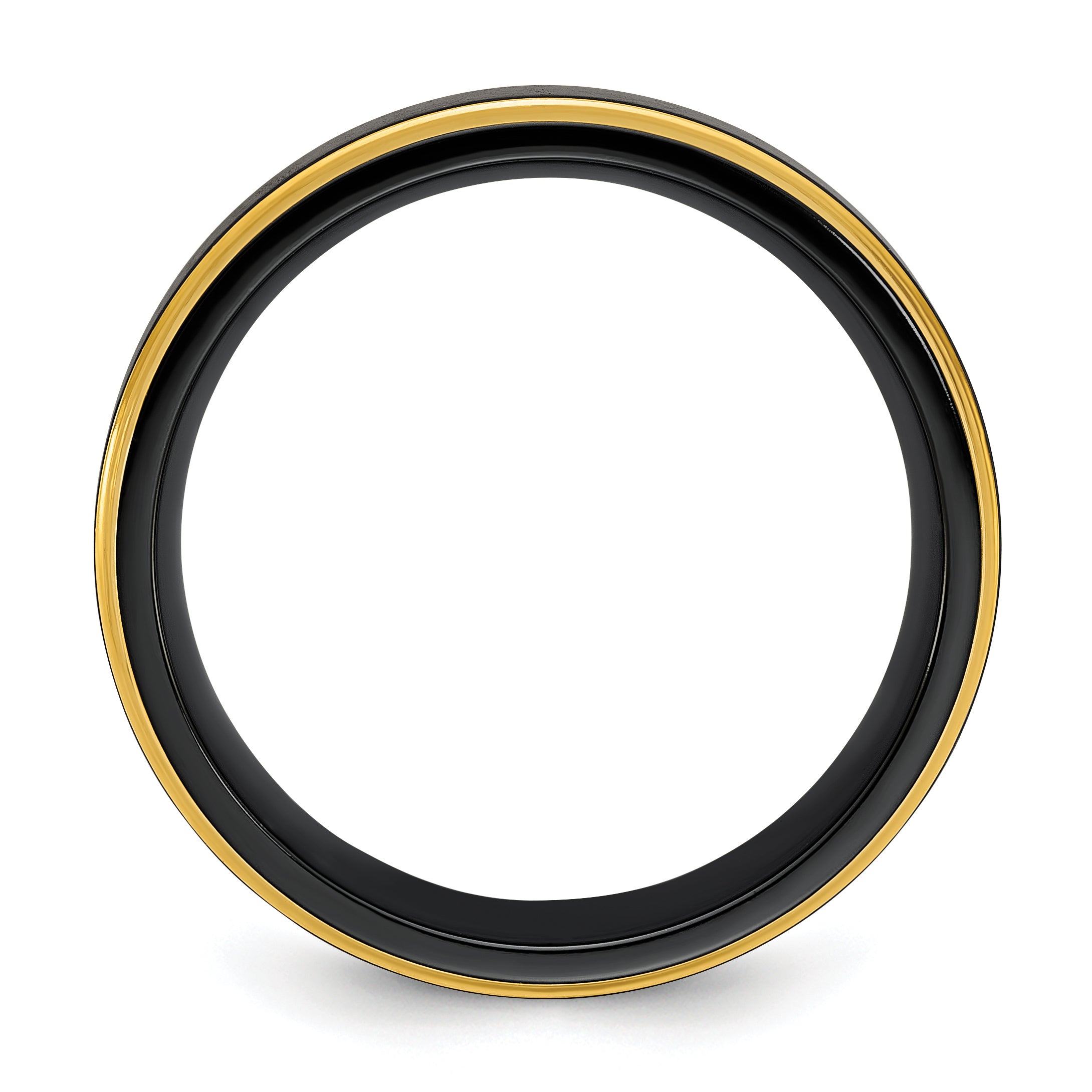 Black Zirconium Polished Yellow IP-plated w/Brushed Black Center 8mm Band