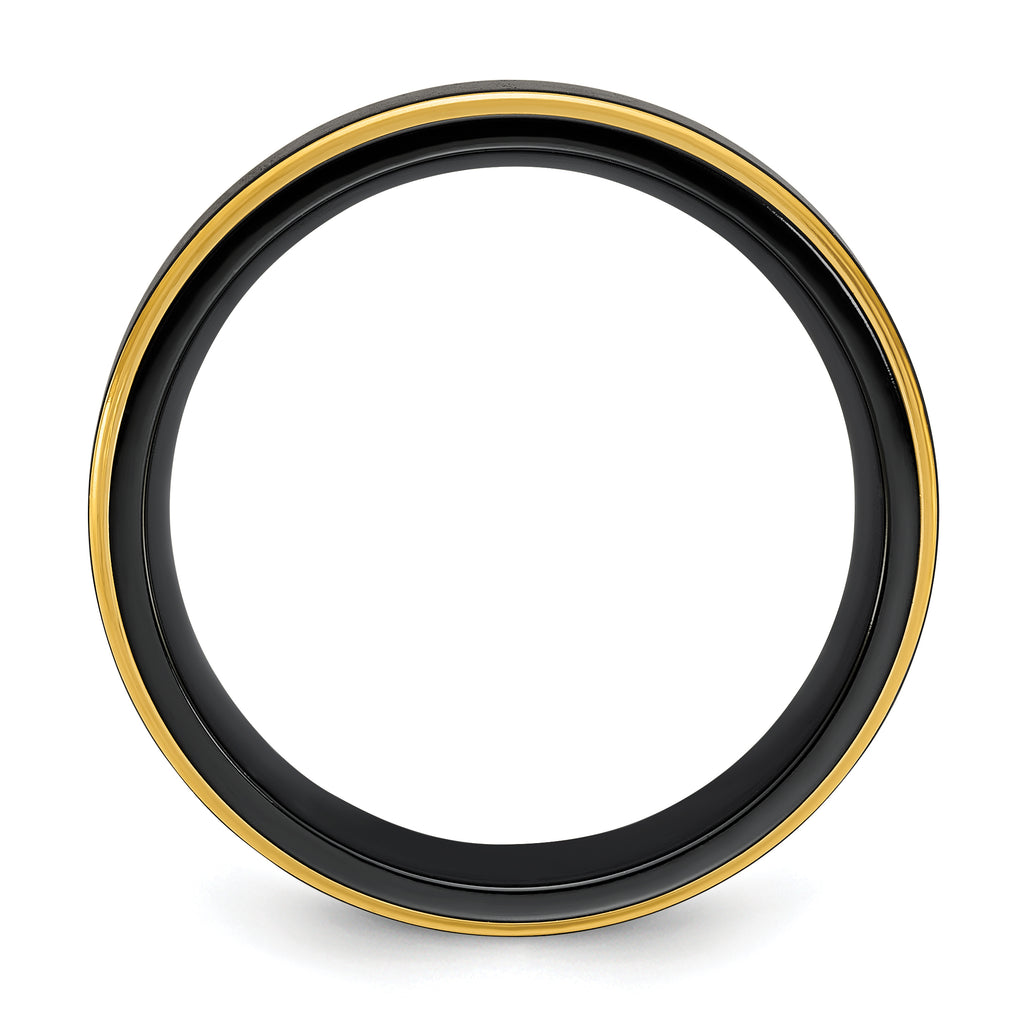 Black Zirconium Polished Yellow IP-plated w/Brushed Black Center 8mm Band