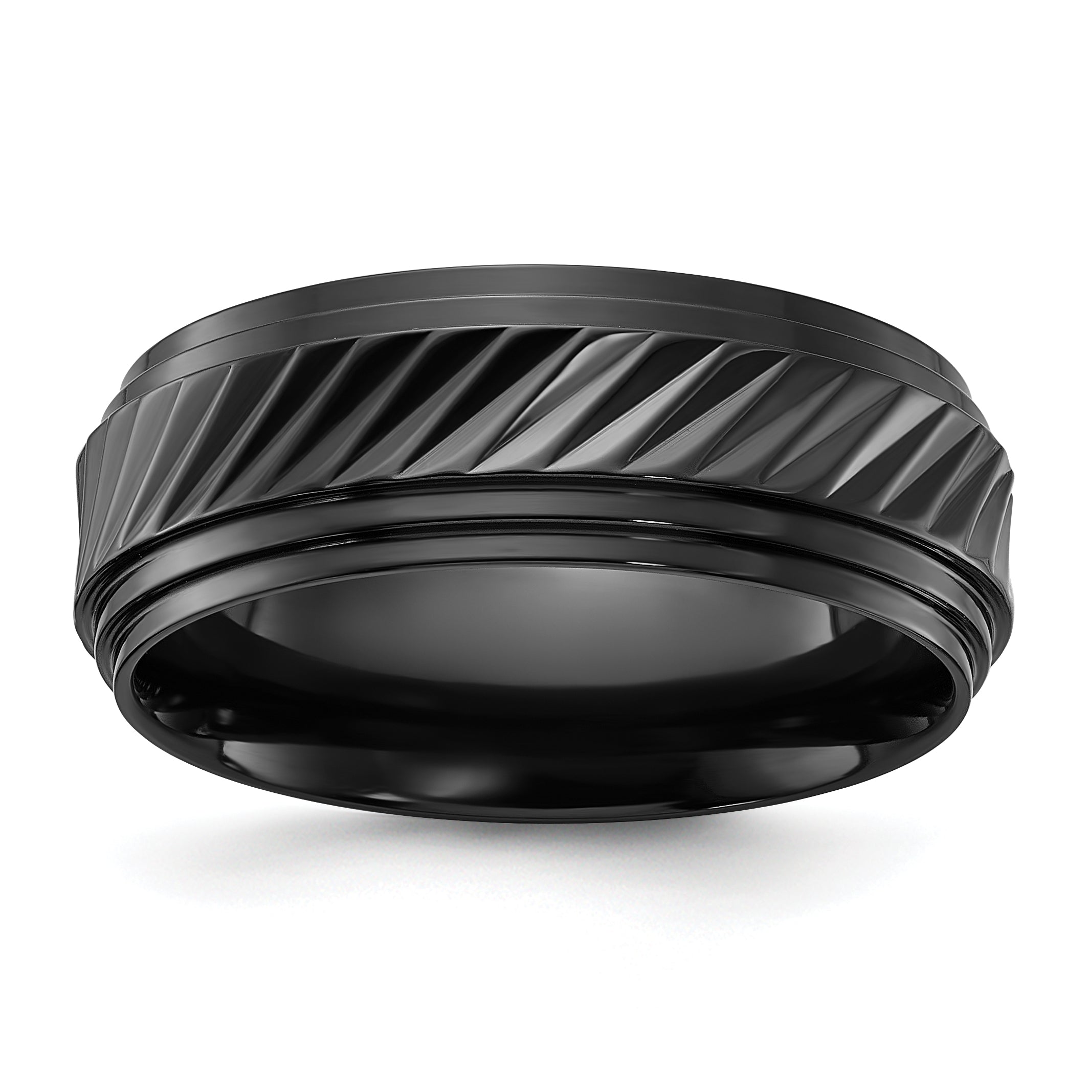 Black Zirconium Polished Grooved 8mm Band Main image