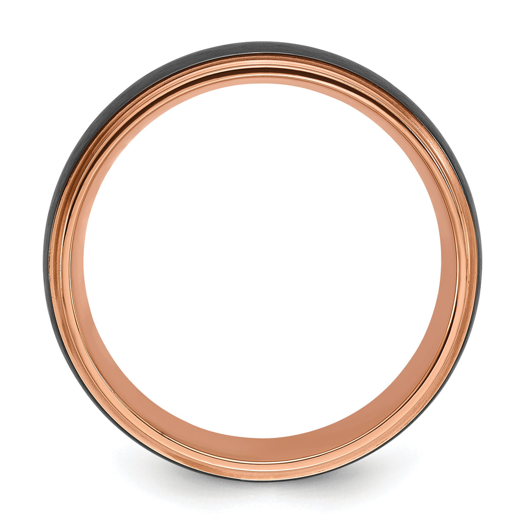 Black Zirconium Brushed and Polished Rose IP-plated 8mm Band