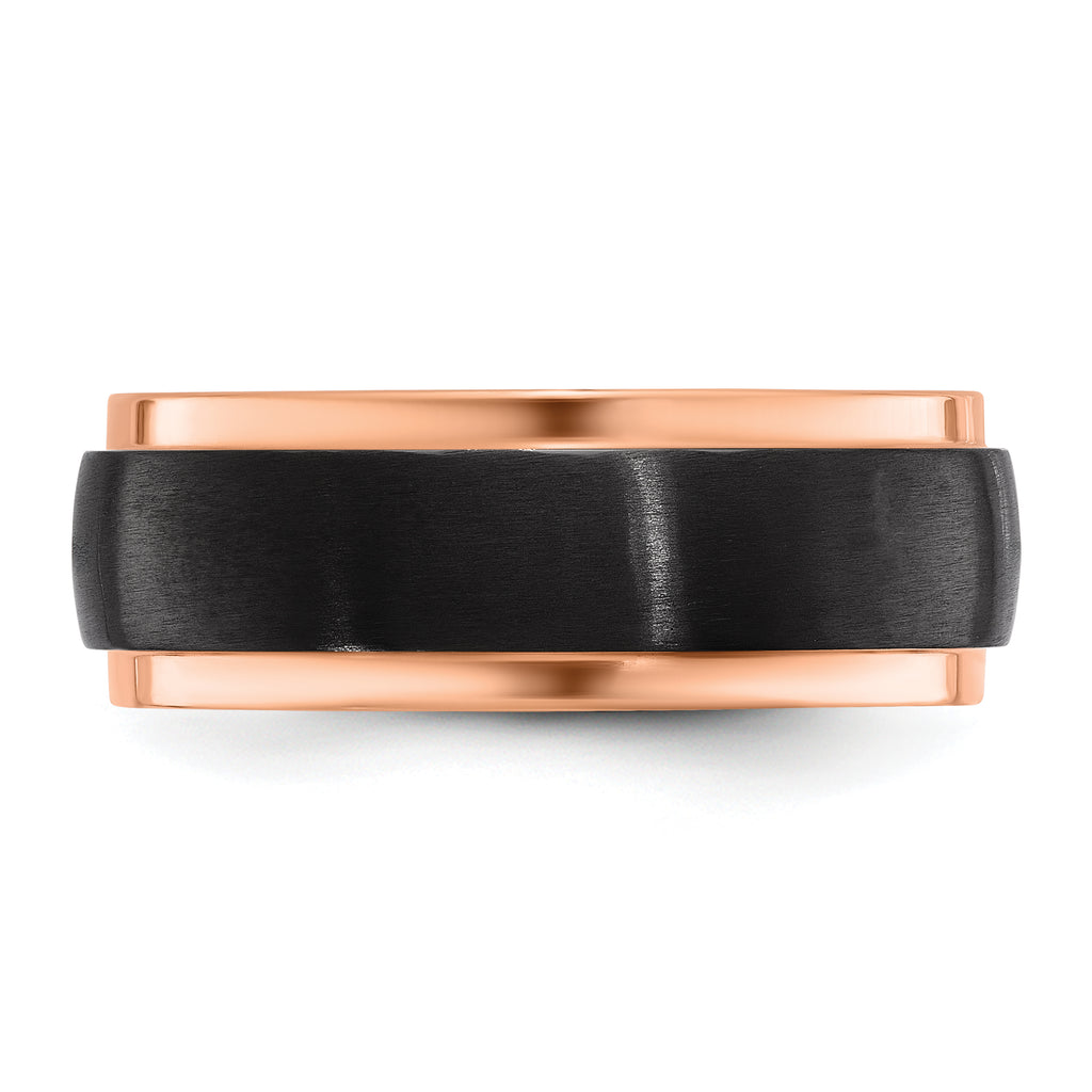 Black Zirconium Brushed and Polished Rose IP-plated 8mm Band