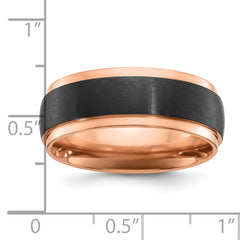 Black Zirconium Brushed and Polished Rose IP-plated 8mm Band