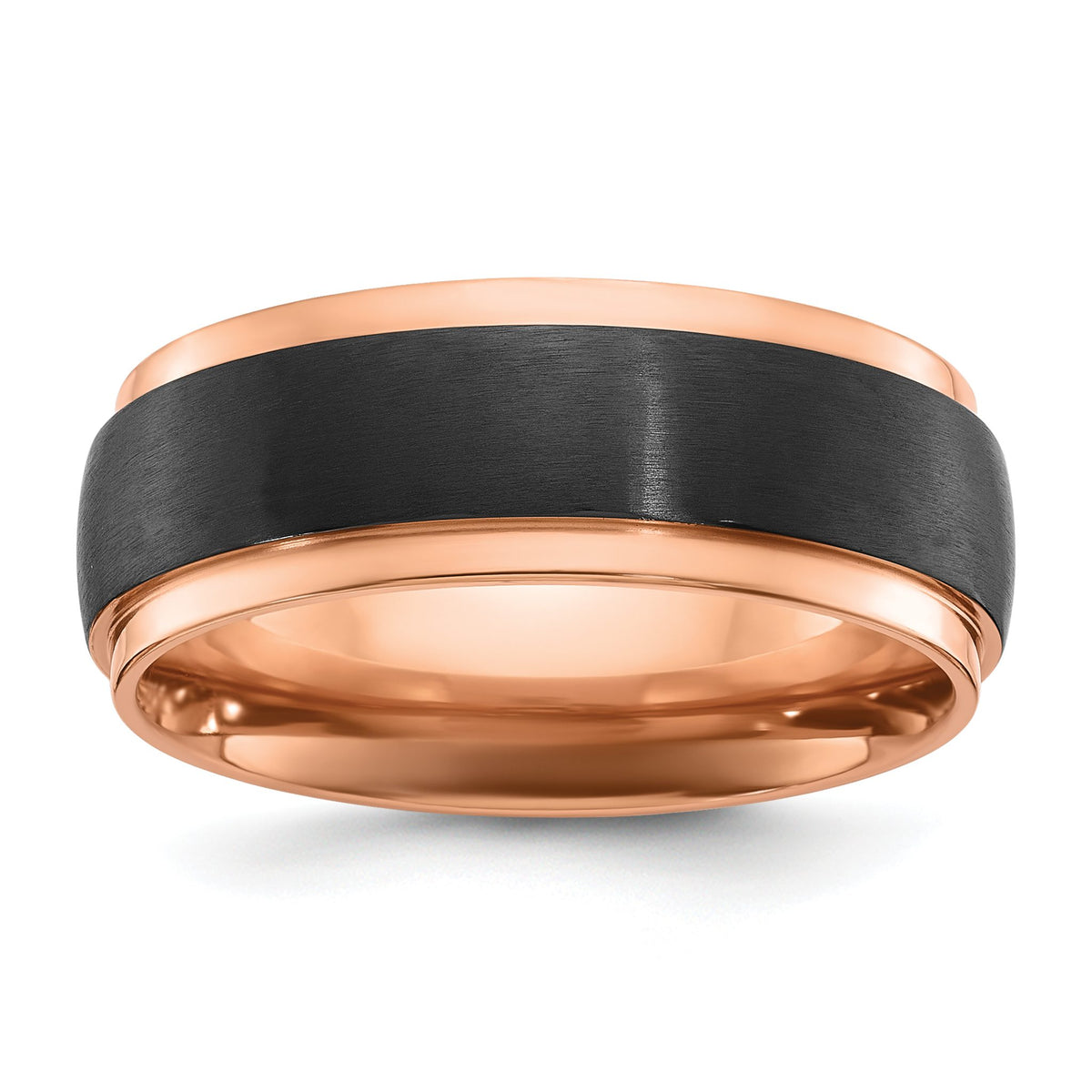 Men's Two-Tone Wedding Band in Black Zirconium & Rose, 8mm - Sophia Jewelers Main image