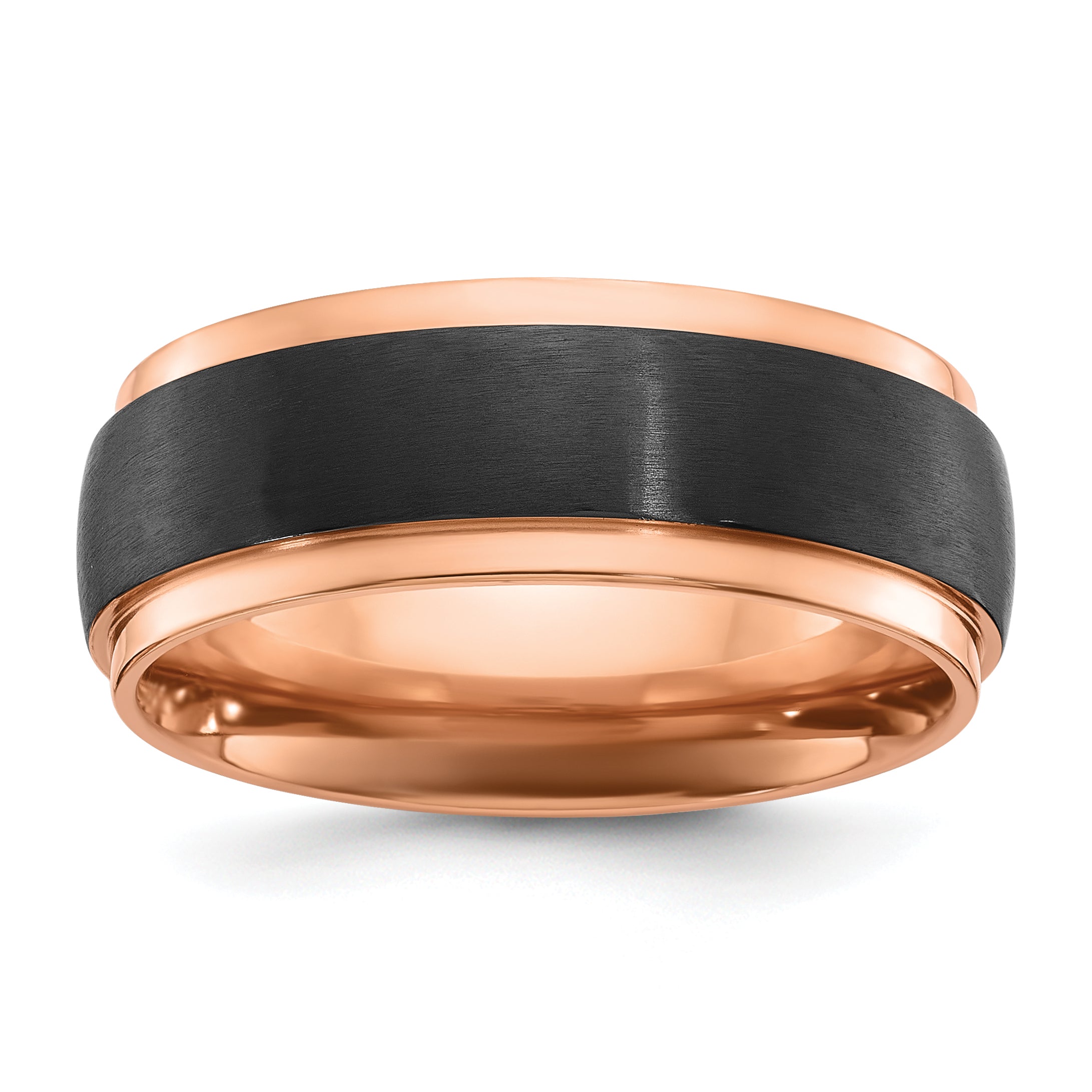 Black Zirconium Brushed and Polished Rose IP-plated 8mm Band Main image