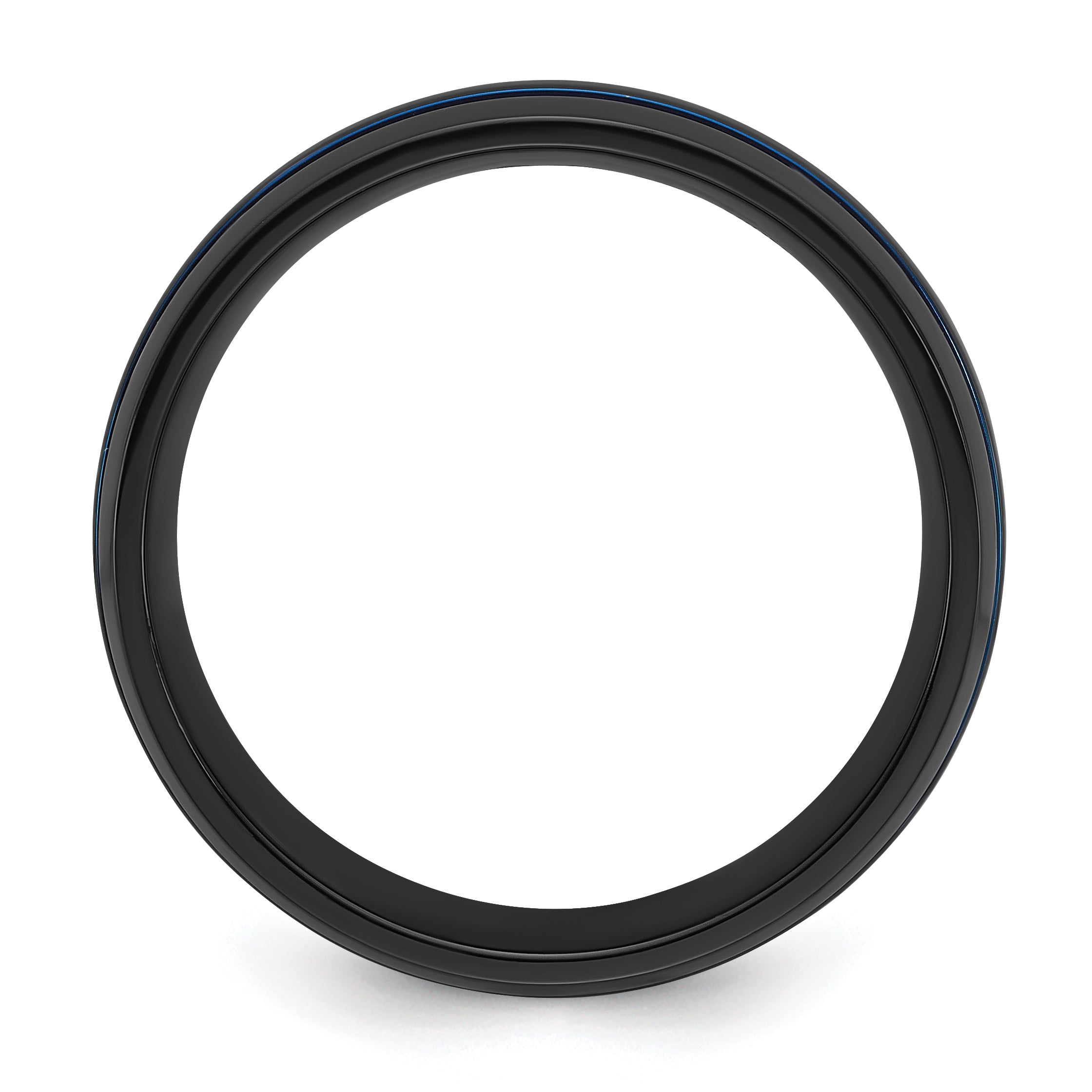 Black Zirconium Polished with Blue IP-plated Stripes 8mm Band