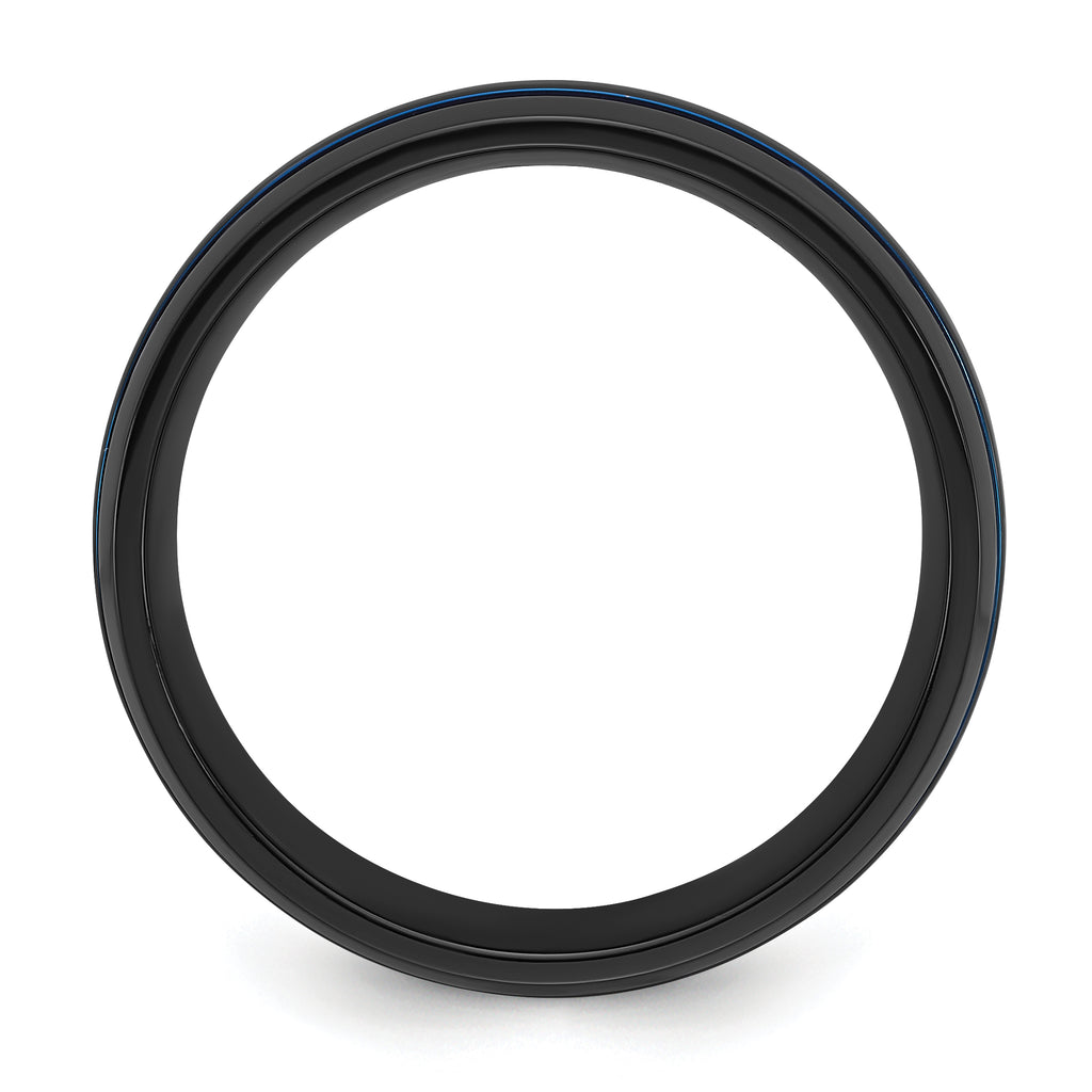 Black Zirconium Polished with Blue IP-plated Stripes 8mm Band