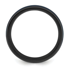 Black Zirconium Polished with Blue IP-plated Stripes 8mm Band