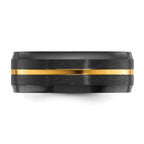 Black Zirconium Brushed and Polished Yellow IP-plated 8mm Band